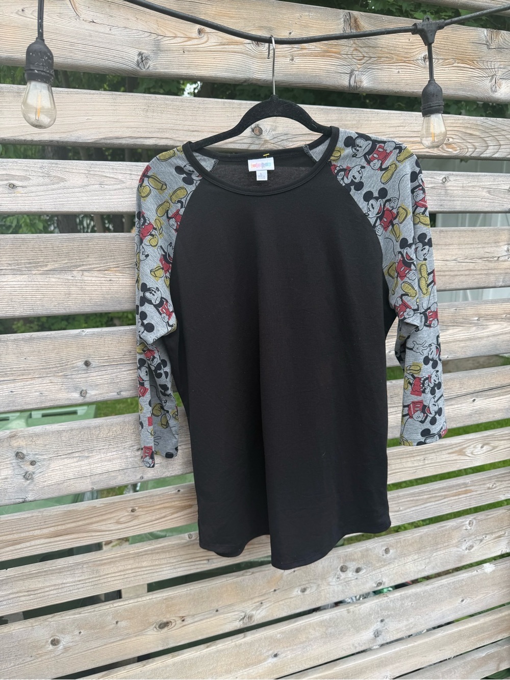 Randy LuLaRoe Mickey Top with Character Print Sleeves